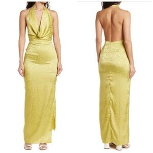 Ronny Kobo Collection Yellow Backless Gown